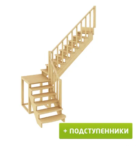 Лестница К-002м/3 с подступенками П бук