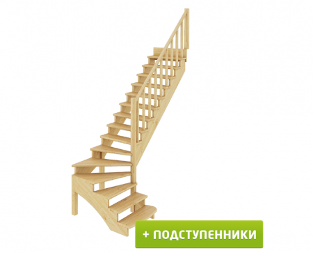 Лестница К-001м/3 с подступенками П сосна