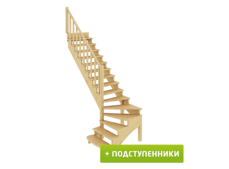 Лестница К-001м/3 с подступенками Л сосна