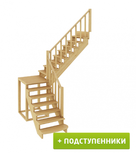 Лестница К-002м/4 с подступенками П бук