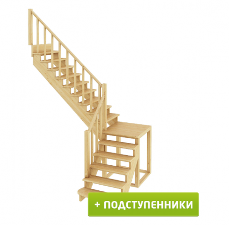 Лестница К-002м/2 с подступенками Л сосна