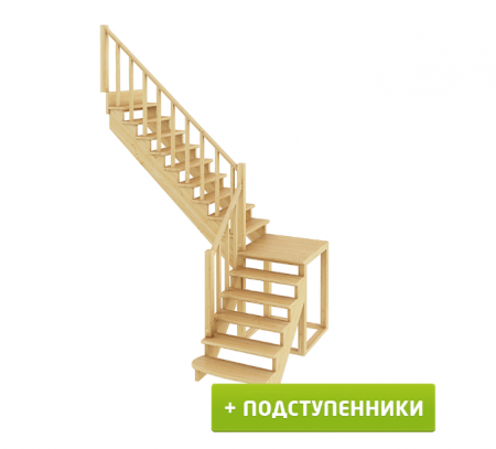 Лестница К-002м/3 с подступенками Л сосна
